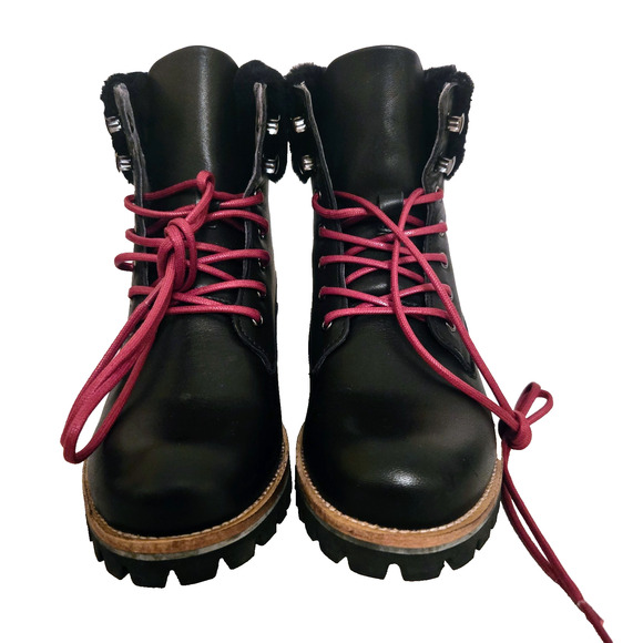 Women's Black Blackstone QL67 Leather Boots with Shearling Trim Size 37 - Picture 1 of 9
